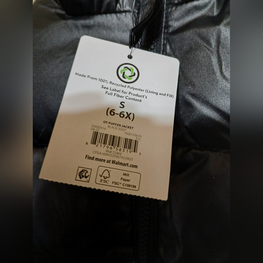 New Ozark Trail Black Girls 6X Puffer Cold Weather Coat Jacket - Picture 4 of 7